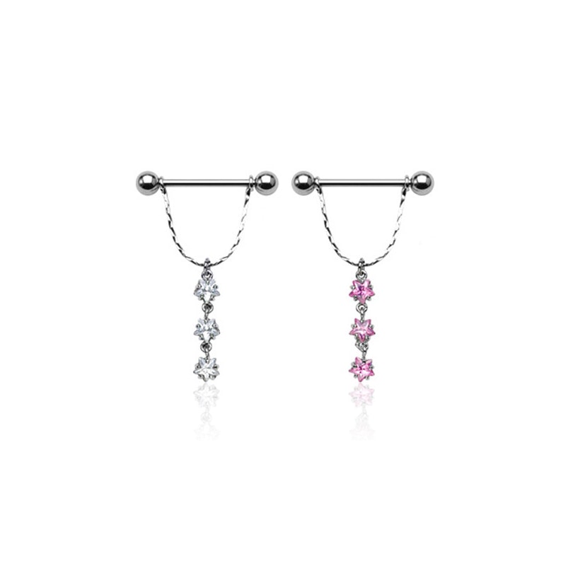 Brustpiercing mit drei Sternen