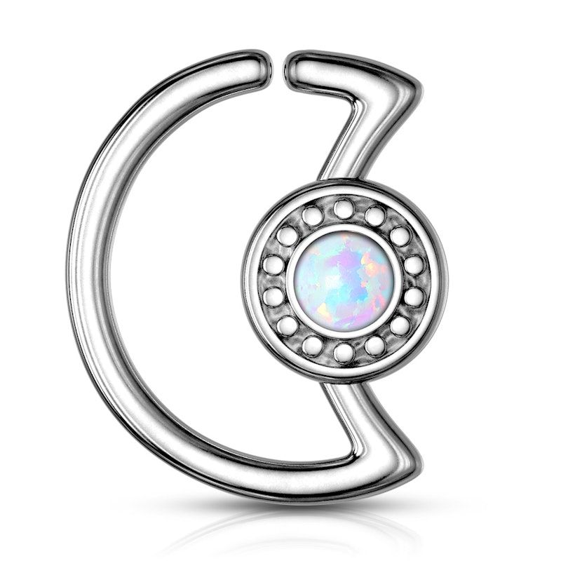 Mondförmiger Ohrpiercing mit Opalstein