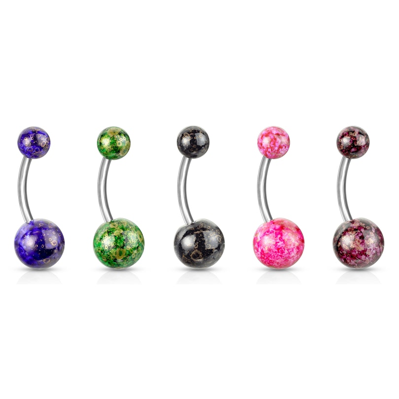 Bauchnabelpiercing mit fossilen Acrylkugeln