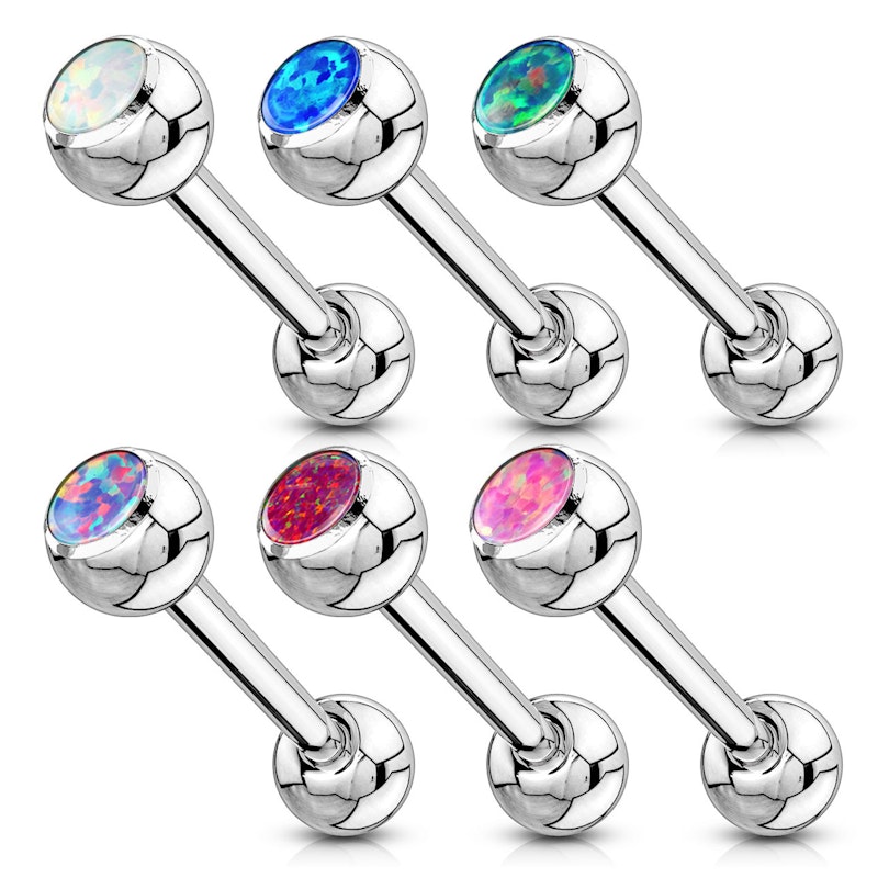 Zungenpiercing mit Opalkugel