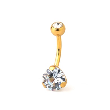 Vergoldetes Bauchnabelpiercing mit einem grossen Stein