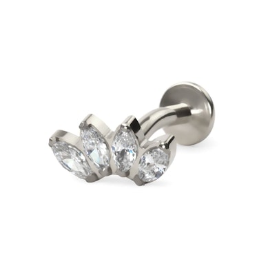 Titan-Bauchnabelpiercing mit tropfenförmigen Steinen