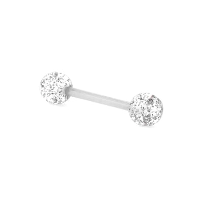 Zungenpiercing aus Bioplast mit Glimmer