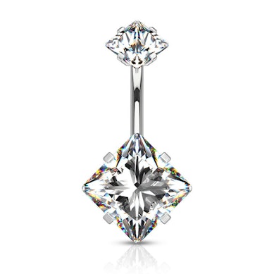 Bauchnabelpiercing mit quadratischen Steinen und Innengewinde