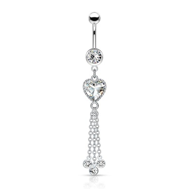 Bauchnabelpiercing mit Herzstein und Ketten