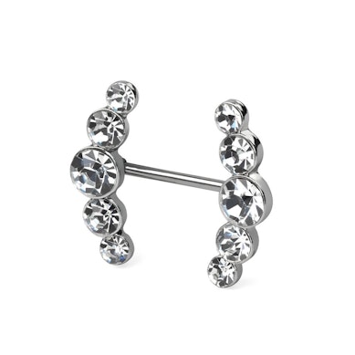 Brustwarzenpiercing mit gebogenen Steinreihen