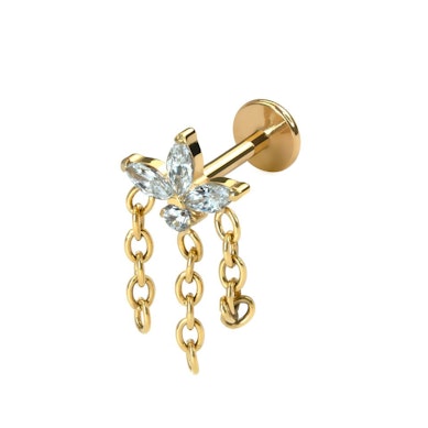 Blumen-Labret aus Titan mit Ketten