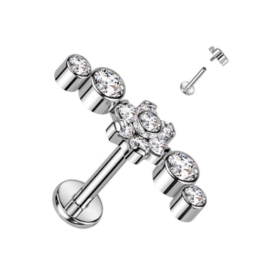 Labret aus Titan mit wunderschönem Blumendesign