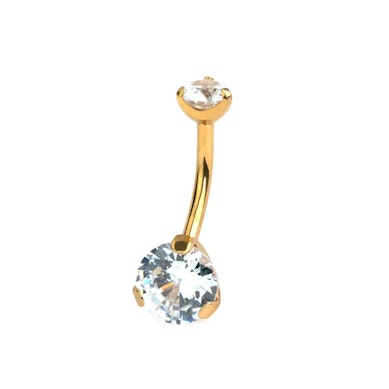 Bauchnabelpiercing mit grossen Steinen in der oberen und unteren Kugel