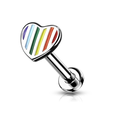 Labret mit Innengewinde und einem Regenbogen Herz