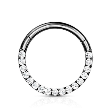 Scharnierring aus Titan mit Steinreihe.