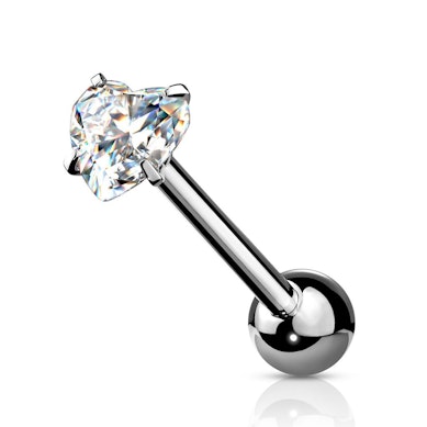 Zungenpiercing mit fixiertem Herzstein