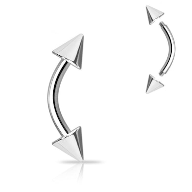 Gebogener Piercingstab mit Spikes