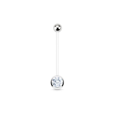 Bauchnabelpiercing für Schwangere mit einem farbigen Stein