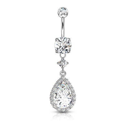 Bauchnabelpiercing mit tropfenförmigen Steinanhänger