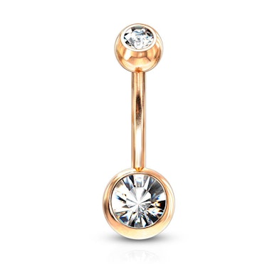 Rotgold überzogenes Bauchnabelpiercing mit einem Stein