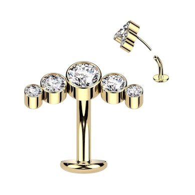 Floating Bauchnabelring mit Schmucksteinen