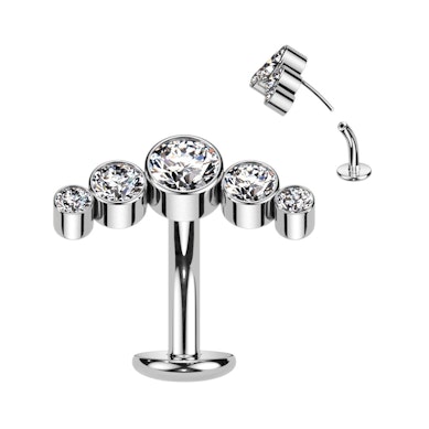 Floating Bauchnabelring mit Schmucksteinen