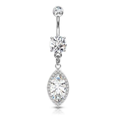 Bauchnabelpiercing mit Marquise förmigen Stein als Anhänger