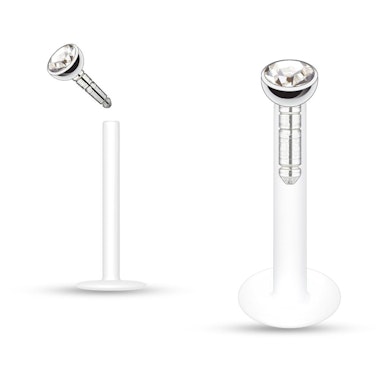 Labret aus PTFE mit vielen farbigen Steinen