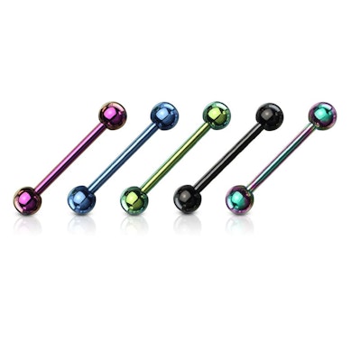 5 Titanbeschichtete Zungenpiercings