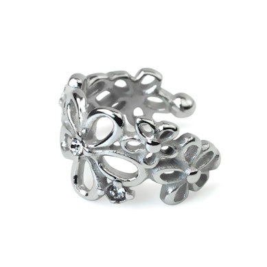 Earcuff aus Chirurgenstahl mit Blumen