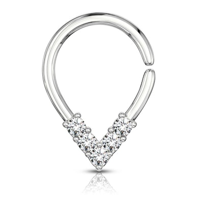 Ring in Form eines umgekehrten Tropfens mit Steinen
