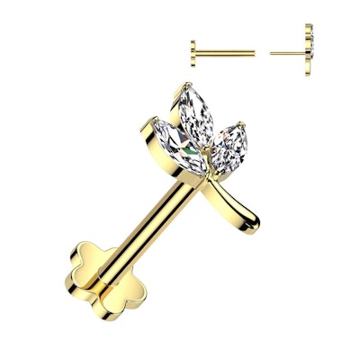 Blatt Labret mit Blumenrückseite aus Titan