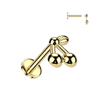 Kirsche-Labret aus Titan mit flacher Rückseite