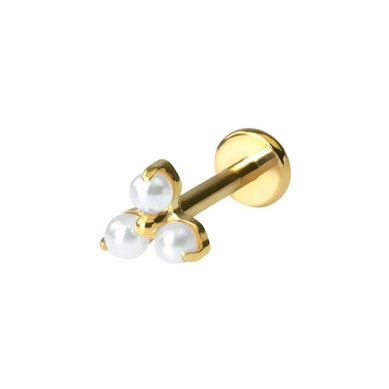 Feines Titan-Labret mit drei Perlen
