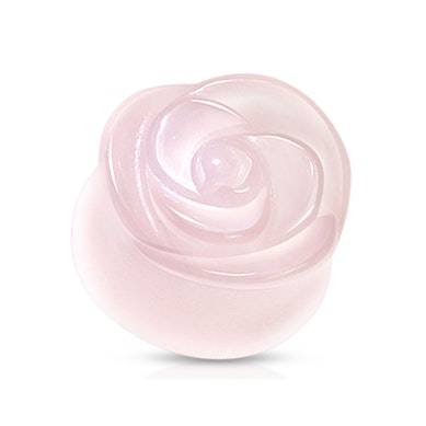 Plug aus Rosenquartz mit einer Rose