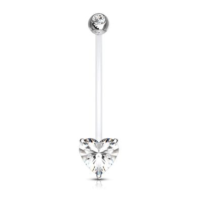 Bauchnabelpiercing aus PTFE für Schwangere mit Herz aus Stein