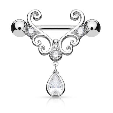 Brustwarzenpiercing in Herzform mit Steinen