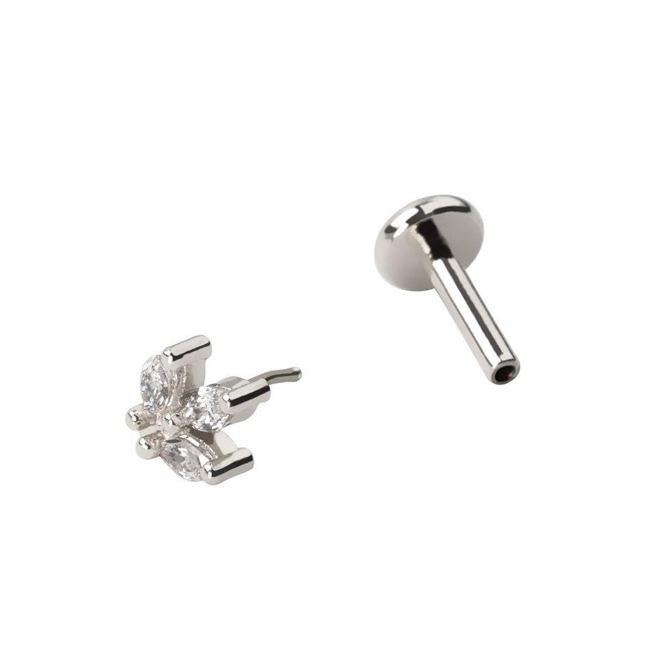 Push-in Labret mit marquiseförmigen Steinen