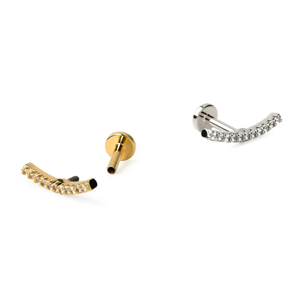 Labret mit Innengewinde und Bogen mit Steinen