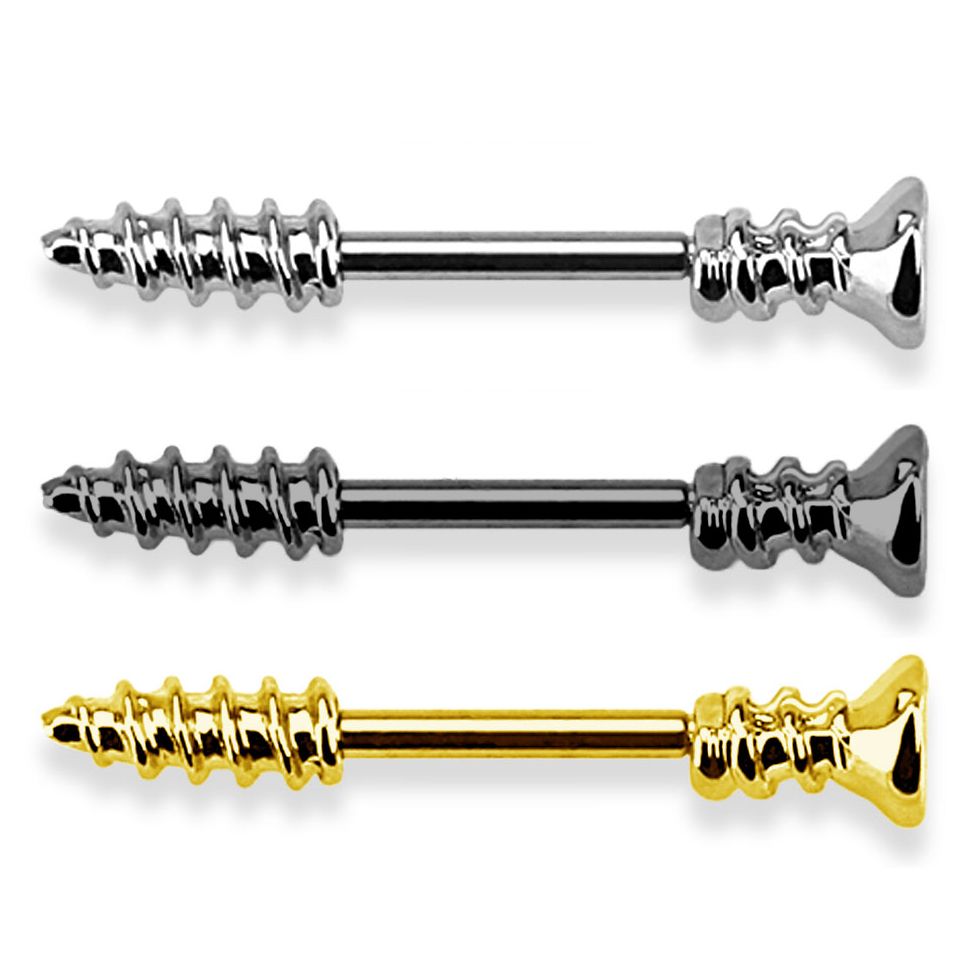 Brustwarzenpiercing in Schraubenform