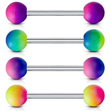 Piercingstab mit Gummi überzogenen Kugeln