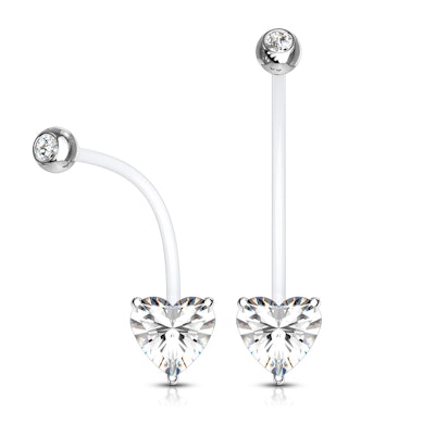 Bauchnabelpiercing aus PTFE für Schwangere mit Herz aus Stein