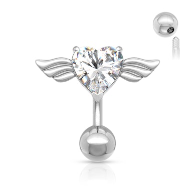 Bauchnabelpiercing mit einem Herz samt Flügeln