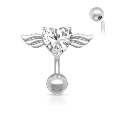 Bauchnabelpiercing mit einem Herz samt Flügeln