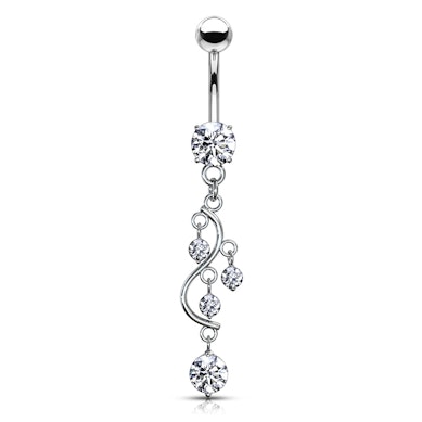 Bauchnabelpiercing mit Steinen in S-Form