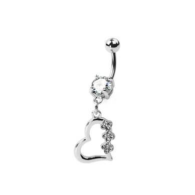 Bauchnabelpiercing aus Titan mit einem Herz und Steinen