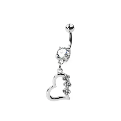 Bauchnabelpiercing aus Titan mit einem Herz und Steinen