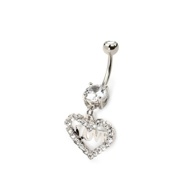 Bauchnabelpiercing mit Steinherz und Love-Text