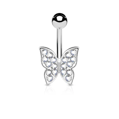 Bauchnabelpiercing mit steinbesetztem Schmetterling
