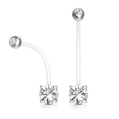 Bauchnabelpiercing für Schwangere mit zwei Steinen in mehreren Farben