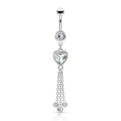 Bauchnabelpiercing mit Herzstein und Ketten