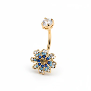 Bauchnabelstab mit blauer Blume