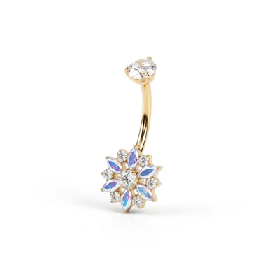 Titan-Bauchnabelpiercing mit Blume