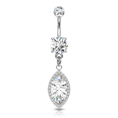Bauchnabelpiercing mit Marquise förmigen Stein als Anhänger